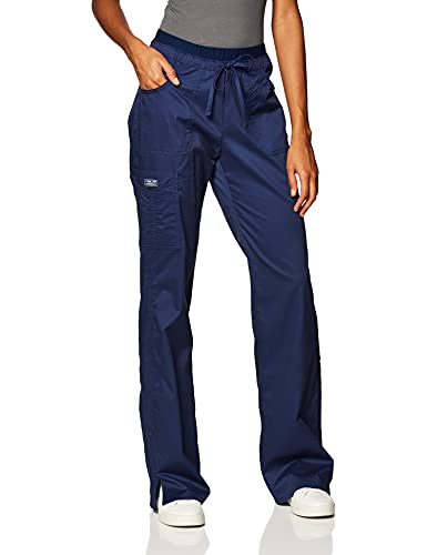 Cherokee Women's Workwear Scrubs Core Stretch Jr. Fit Low-Rise Cargo Pant, Navy, Medium