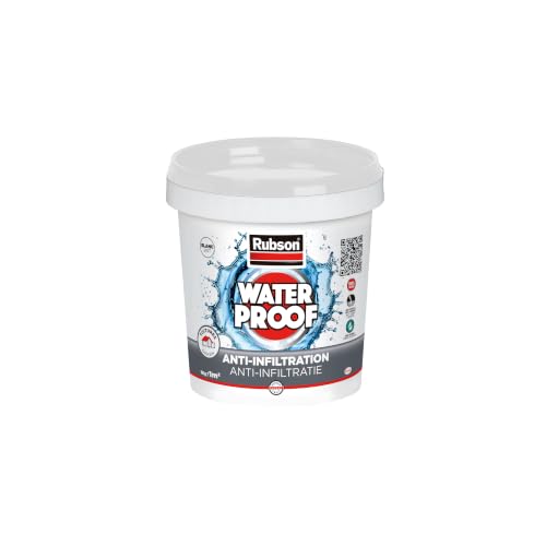 Image of Rubson Anti-infiltrations 100% Silicone Waterproofing solution| Stop Leak All Roof (Flat and Sloped), Crack proof in single coat,Super tacky, Idea for leaking roofs, gutters, tiles, walls White-1kg