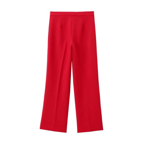 Women's Red Vest Sets Fashion Chic Sleeveless Double Breasted Vest Top and Wide Leg Pants Suits3