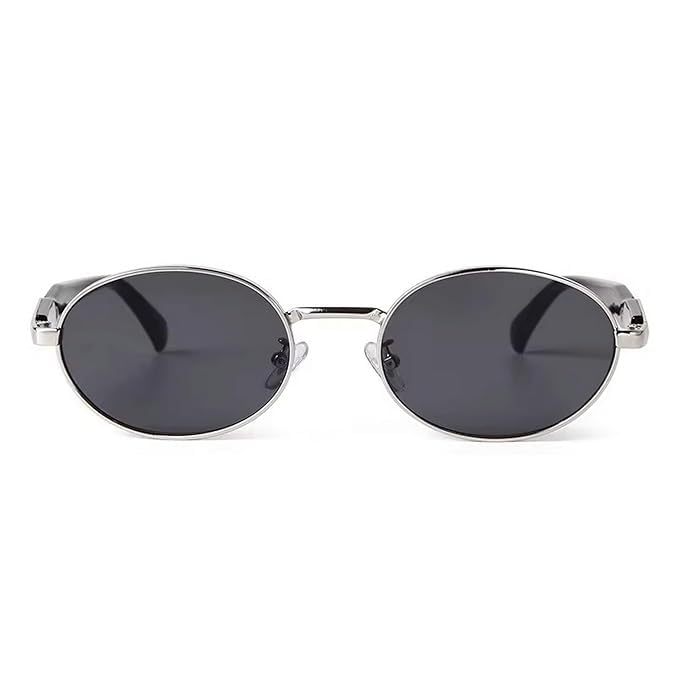 Image of Creature Oval Metal Frame Sunglasses for Men & Women | Vintage Retro Style | UV Protection | Gold Frame with Dark Lenses