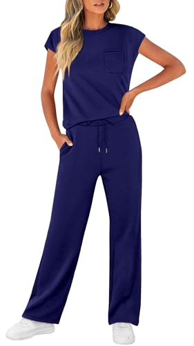 image for WIHOLL Women's Royal Blue Lounge Set - Large - Casual Loungewear Set w