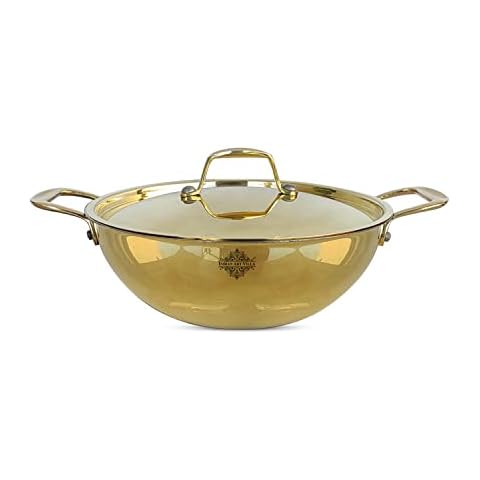 Indian Art Villa Brass Kadhai with Lid Cover