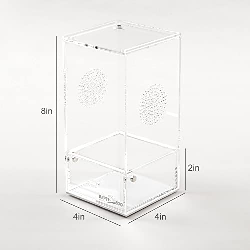 REPTI ZOO Acrylic Reptile Terrarium, Full View Acrylic Reptile Tank Breeding Box, 4" x 4" x 8" Sliding Door Insect Feeder Box for Small Reptiles and Invertebrates, Mantis, Spider, Cricket, Tarantula - Image 6