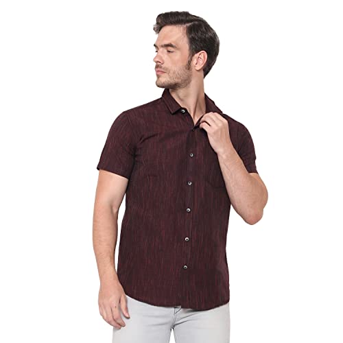 Image of LATEST CHIKAN Men's Cotton Blend Textured Half Sleeves Shirt
