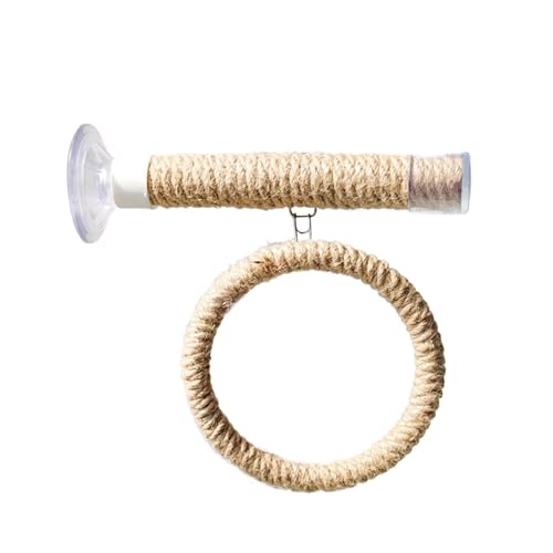 Bird Perch Stand - 0.8inch Cotton Linen Window Perch | Parrot Suction Cup Perches | Climbing And Chewing Interactive Toy | 16cm 