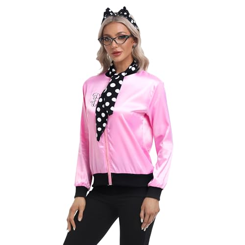 SOMSOC Chaqueta rosa satín mujeres años 50 set 5 piezas miniatura 5