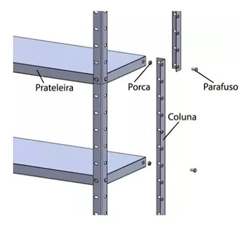 ESTANTE DE AÇO MULTI-USO 30 CM 06 PRATELEIRAS - CINZA
