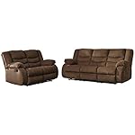 Signature Design by Ashley Tulen Upholstered Manual Pull-Tab Reclining Sofa, Dark Brown - Image 5