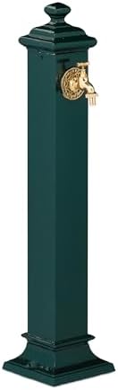 Relaxdays Antique Style Water Fountain with Garden Tap, 86 x 19 x 23 cm, Terrace, Patio, Decorative, Dark Green, Steel