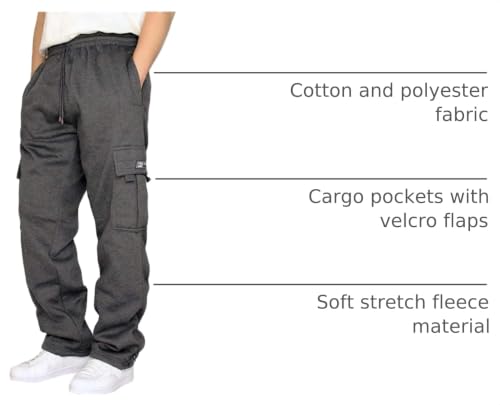 Image of Men's Cargo Sweatpants Casual Fleece Joggers Loose Fit Open Bottom Athletic Pants for Men with Pockets
