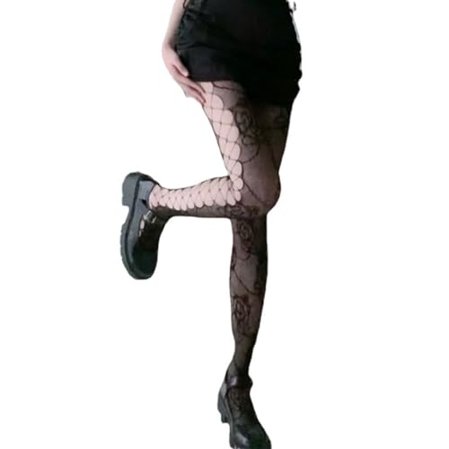 Socks,Women Sexy Colorful Fishnet Pantyhose Rose Flower Vine Tights Side Hollow for Bandage Mesh Stockin