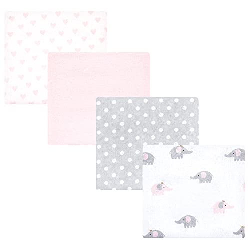 Image of Hudson Baby Unisex Baby Cotton Flannel Receiving Blankets, Pink Gray Elephant, One Size