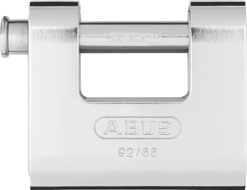 ABUS Monobloc Vorhängeschloss 92/65 - Messing-Schloss mit Stahlmantel - für Automaten, Rollgitter u. v. m. - mit dickem Bolzen - ABUS-Sicherheitslevel 7 - Silber