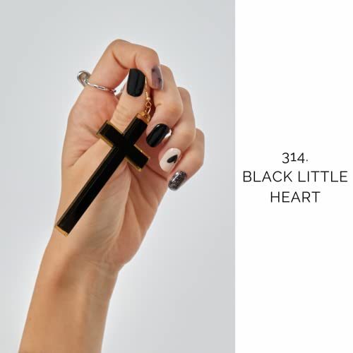 Nailog Semi Cured Nail Strips (20 Extra Long Gel Nail Strips) │ Glossy & Long Lasting Nail Polish Stickers, Nail Wraps With Soft Gel Finishing │Black Little Heart #TOP1