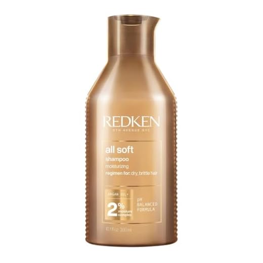 Redken Haarshampoo für trockenes und brüchiges Haar, Belebt und hydratisiert, Mit Omega-6 und Argan-Öl, All Soft Shampoo, 1 x 300 ml