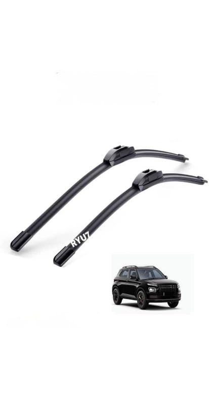 Image of All Season Frameless /Soft Beam Wiper Blades Fits For Hyundai Venue,Size- 24 inch /600mm,18 inch /450mm(Pack of 2)