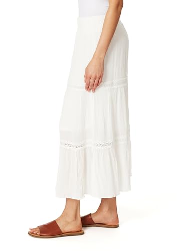 WallFlower Womens Carmen Crinkle Rayon Gauze Tiered Maxi Skirt with Crochet3