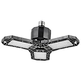 OSALADI Foldable Garage Lamp 40w Industrial Mining Light with Screw Holder Indoor Warehouse Lighting Tool Multi-Purpose Deformable Three-Leaf Black Fixture