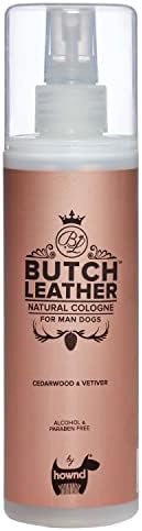 hownd Butch Leather Natural Cologne For Dogs - Long Lasting Cologne With Cedarwood And Vetiver - Freshen Up Between Baths - Free From Alcohol, Parabens, Soap And Dyes - 8.5oz
