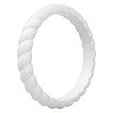 ThunderFit Womens Thin Swivel Silicone Wedding Bands, Stackable Rubber Engagement Rings 2.5mm Wide 2mm Thick - 1/4/8/10/12 Variety Multipack