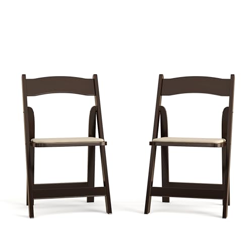 Flash Furniture Hercules Wood Folding Chair with Vinyl Padded Seat, 2-Pack