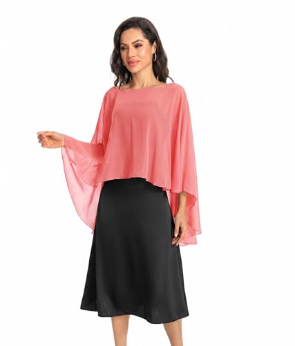 Image of Baoqiya Chiffon Capes Sheer Capelets Long Cape Poncho For Women Plus Size