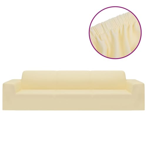 Housse de canapé 4 places crème extensible pour masquer l'usure - 3