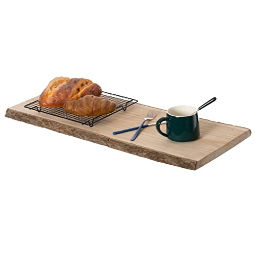 Bandeja rústica para servir con forma rectangular de madera natural de árbol de 28 pulgadas