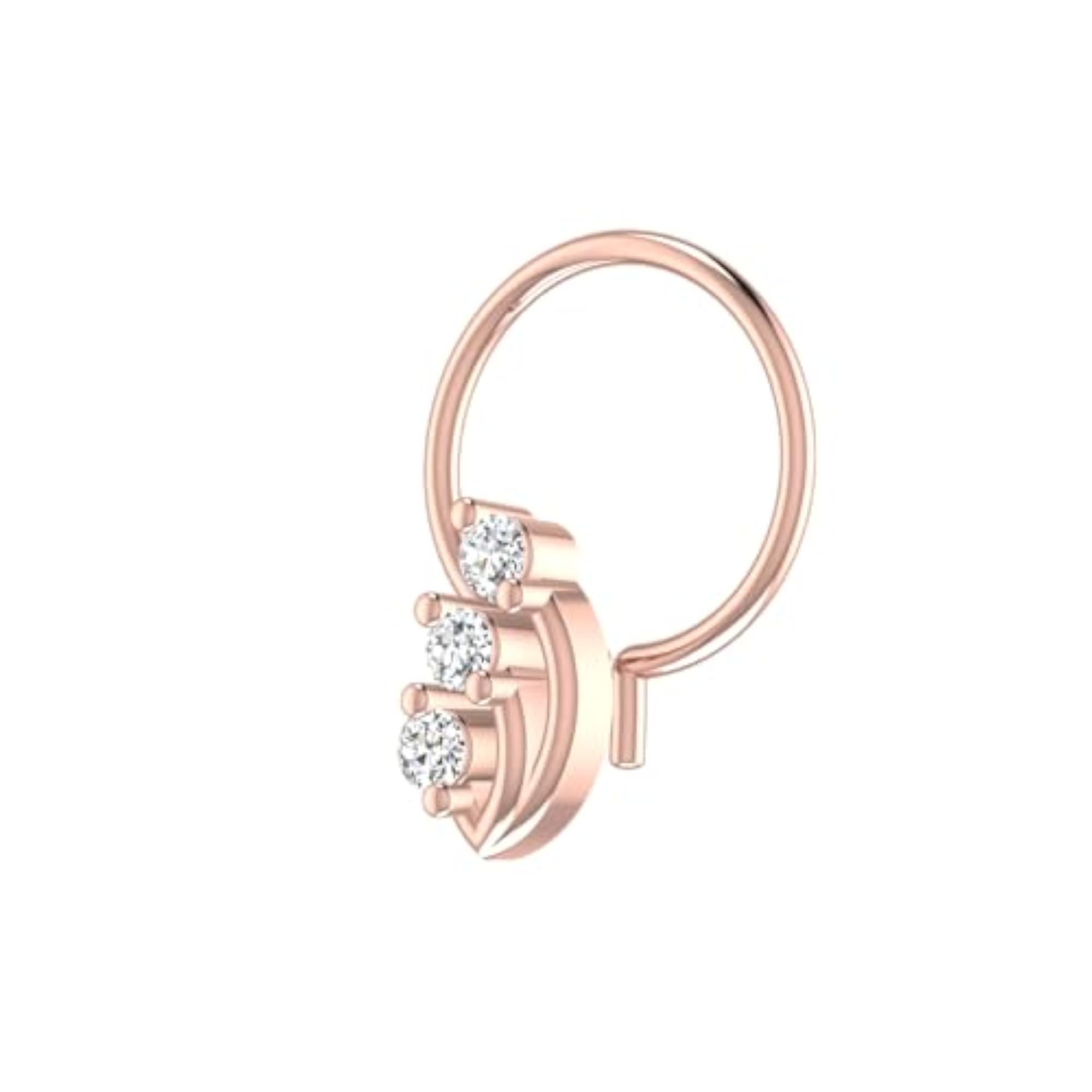 Women's 14Kt Rose Gold Stud Nosering, Stylish