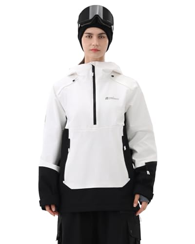 Image of Ski Jacket Women with Recco 3L Snowboard Anorak Pullover Baggy Coat Hooded Insulated Hoodie Waterproof Warm