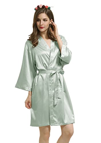 Bride Kimono Robe - Satin Bridesmaid Wedding Party Bridal Morning Silk Silky Dressing Gown for Women3