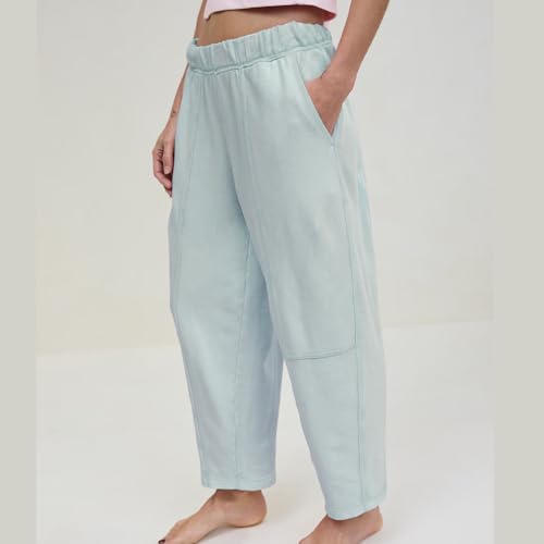 Ainangua Womens Baggy Barrel Wide Leg Sweatpants Casual Mid Rise Elastic Waisted Palazzo Harem Pants with Pockets4