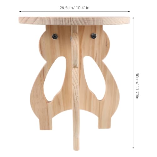 GAROZATION Solid Wood Round Stool with Detachable Legs Multi-use Wooden Decorative Foot Stool for Indoor Sitting Space-saving Design for Bathroom Living And Playroom Seating