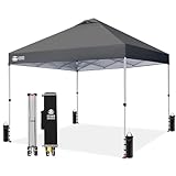 Top 21 Best Camping Canopy Review in 2022 42 CROWN SHADES 10x10 Pop Up Canopy - Beach Tent with One Push Setup - Easy Outdoor Sun Shade Shelter for Events, Parties - Gazebo with STO-N-Go Cover Bag, Silver Coated Top, Grid Grey