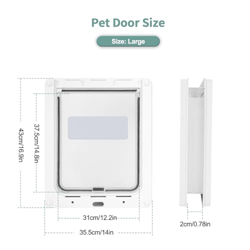Large Doggie Door with Magnetic Locking Panel for Home Security - Durable & Weatherproof 17x14 for Medium to Large Dogs, Cats, Pets. Easy to Install - Thumbnail 2