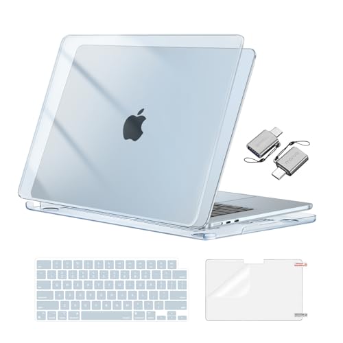 Image of MOSISO Compatible with MacBook Air 15 inch Case M5 2026 M4 M3 M2 2025-2023 | A3448 A3241 A3114 A2941, Hard Shell&Keyboard Cover&Screen Film&Type C, Great for Study Travel Work, Crystal Sky Blue