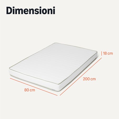 Amazon Basics - Materasso In Schiuma Fredda H2 E H3, Fodera Rimovibile E Lavabile, Altezza 18Cm, Dimensioni 80Cm X 200Cm - 2