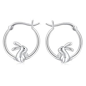 Turtle/Bunny Earrings 925 Sterling Silver Cute Animal Leverback Hoop Earring,Summer Bohemia Beach Theme Jewelry Gift for Women
