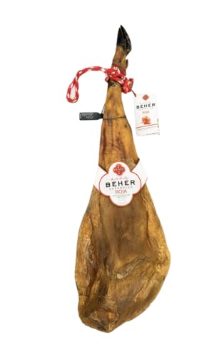 BEHER Jamón de Cebo de Campo 100% Ibérico, Etiqueta Roja, 7-7.5 Kg, Curación Natural 36 Meses, Sin Gluten, Origen Guijuelo