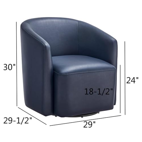 Sillón Barrel Giratorio Piel Sintética Azul miniatura 3