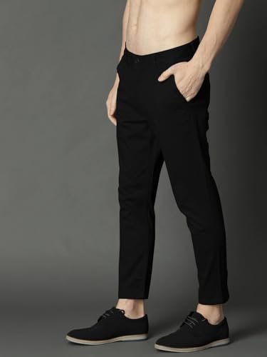 Image of Men's Slim Fit Cotton Blend Trousers - Stretchable Casual & Office Wear