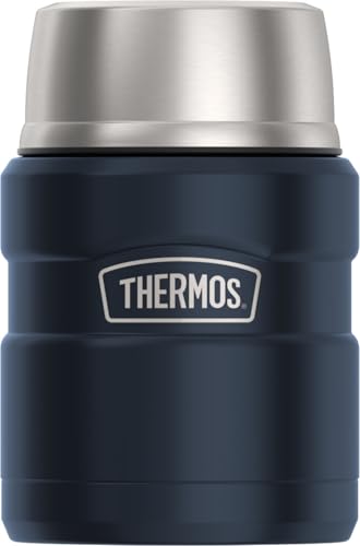 THERMOS Stainless King Vacuum-Insulated Food Jar with Spoon, 16 Ounce, Midnight Blue