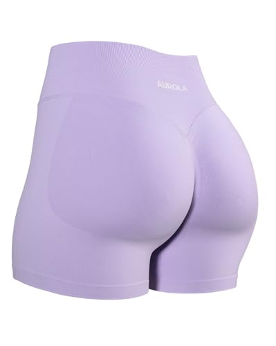 Image of AUROLA Influence Workout Shorts for Women,2.5 3.5 4.5 5.5 6.5 No Roll Up Squat Proof Scrunch Seamless Compression Gym Short