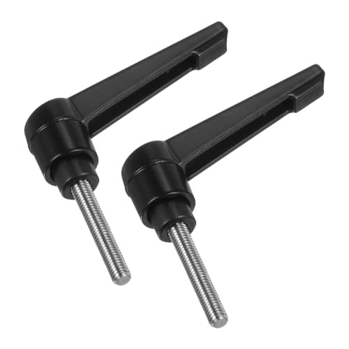 Image of uxcell 2pcs Clamping Lever Handles, M5 x 30mm 304 Stainless Steel Threaded Male Stud, Adjustable Handles Locking Quick Release Ratchet Push Button Bolt Knobs, Black