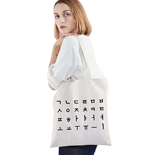 BOLSA TOTE ALFABETO HANGUL COREANO miniatura 4
