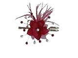 Attache/Remonte Traine/Broche Ivoire/Blanc/Crème/Rouge Bordeaux Grenat Pourpre Perle Plume Fleurs p Robe Mariée/Mariage/Cérémonie (pas cher petit prix)