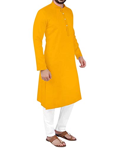 Image of Gauri Laxmi Enterprise Men Cotton Blend Straight Kurta