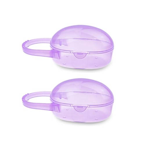 Image of AKOAK Pacifier Box, Travel Universal Pacifier Box with Handle, is Very Useful for Mothers - A Great BPA-Free Tool for Storing Pacifiers, Pack of 2 (Purple)