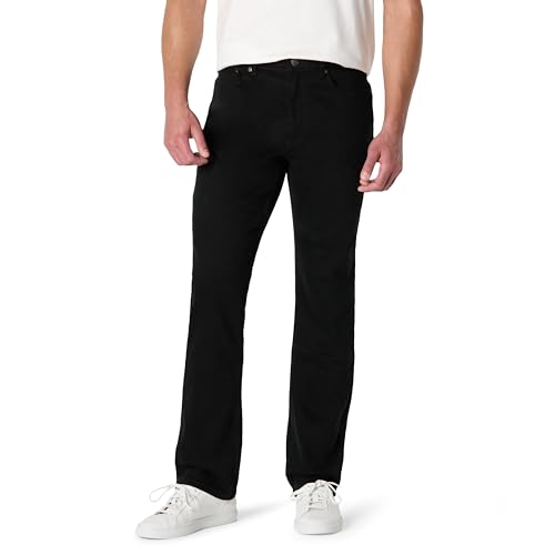 Amazon Essentials Herren Leicht elastische Straight Fit-Jeans, Schwarz, 36W / 34L
