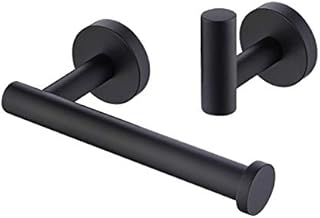 KES Black Towel and Toilet Roll Holder Set Bathroom Accessory Set 2 Pieces Toilet Roll Holder and Coat Hook SUS 304 Stainless Steel Wall Mounted, LA20BKDG-21